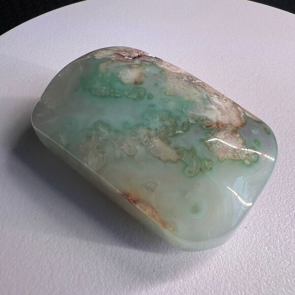 Green Flower Agate Crystal Palmstone (#8)‎ - Picture 3 of 13